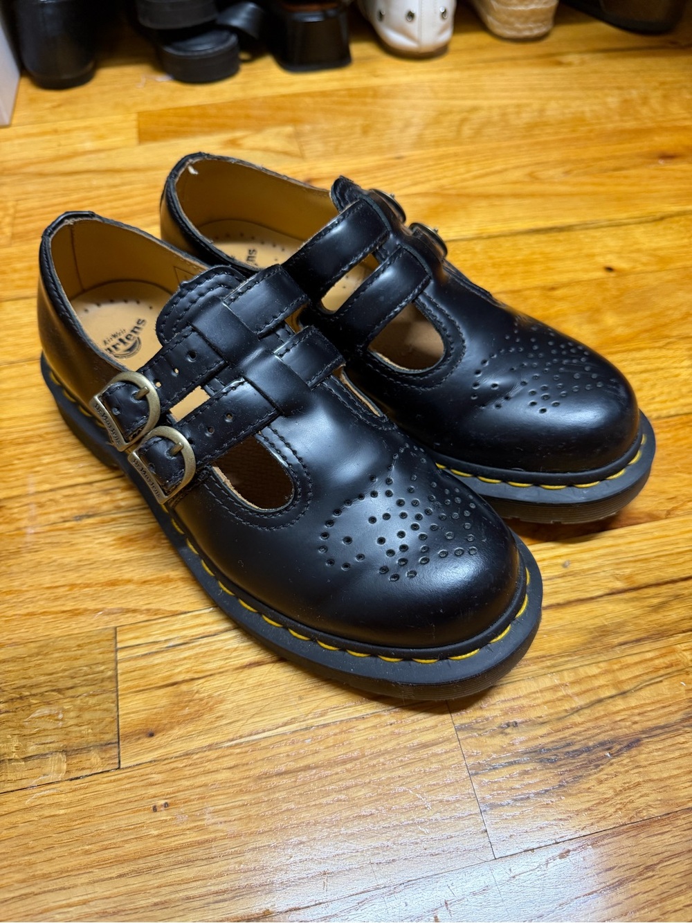 Dr. Martens Black Double Buckle Mary Jane Shoes - Picture 1 of 8
